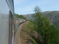 Tåget snirklar sig nedåt mot Narvik